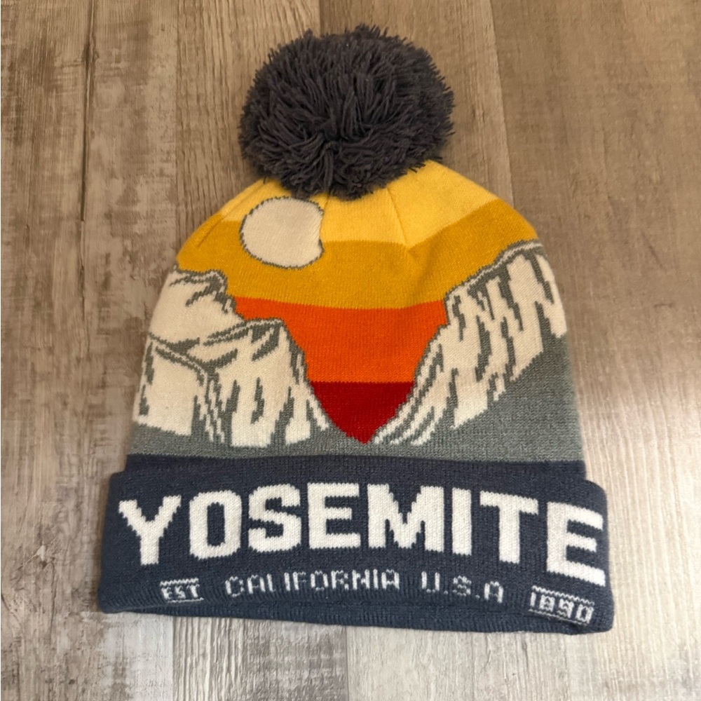 Yosemite Graphic Beanie with Pom - Picture 2 of 2